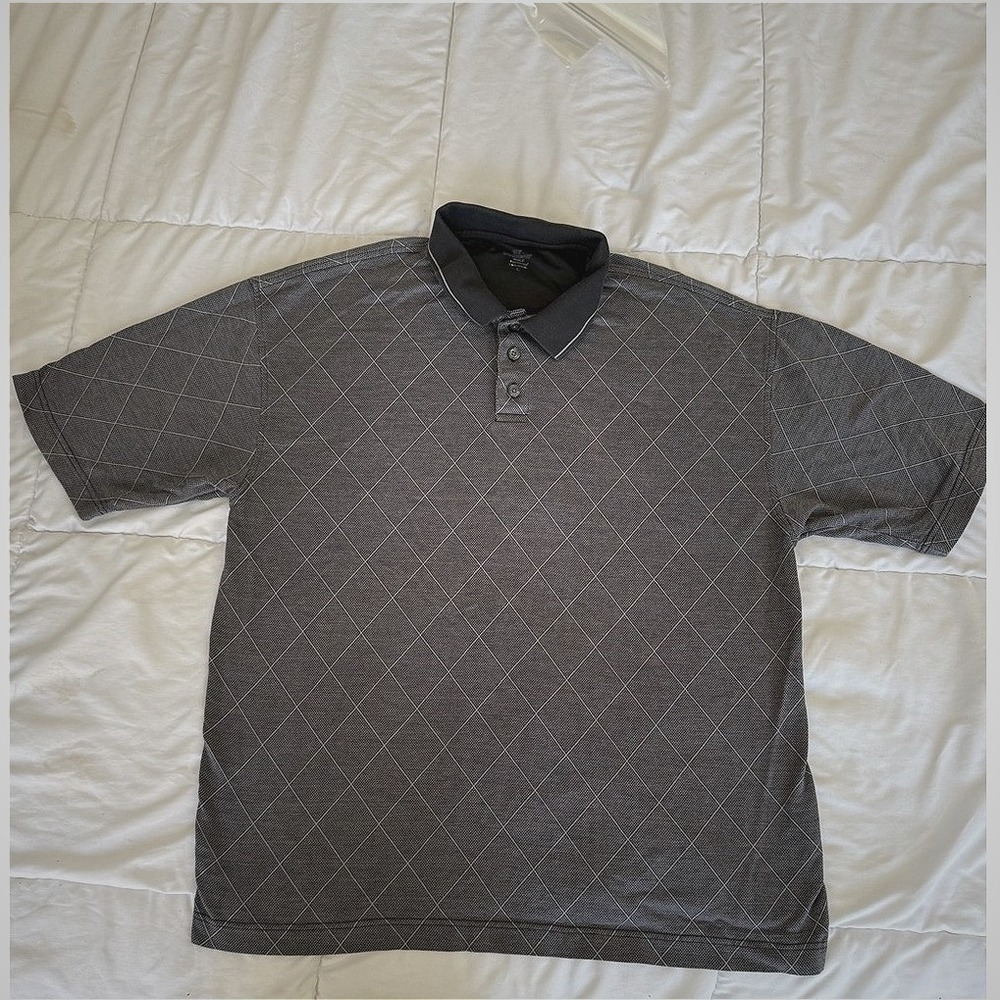 Dockers Men's Gray & Black Diamond-Pattern Polo
